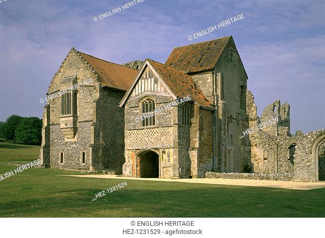 Prior's lodging, Castle Acre Priory, Norfolk, 1997. The Prior's lodging and porch, viewed here from the south-west, date from the 14th and 15th centuries
