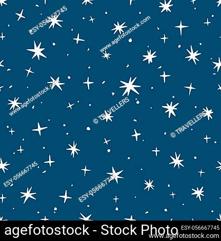 Christmas snowflakes on a blue background. Seamless background. Vector illustration
