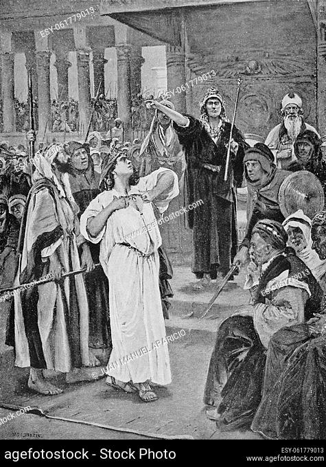 Athaliah hears the proclamation of Joash (836 BC) by Václav Brozík (5 March 1851 - 15 April 1901), Czech academic painter