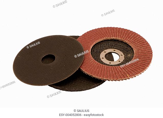 Special angle grinder sander cut discs isolated