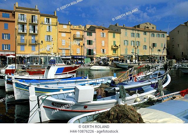 Saint-Tropez, France, Côte d'Azur, Var, town, city, houses, homes, sea, Mediterranean Sea, ships, fishing boats, harbour, port