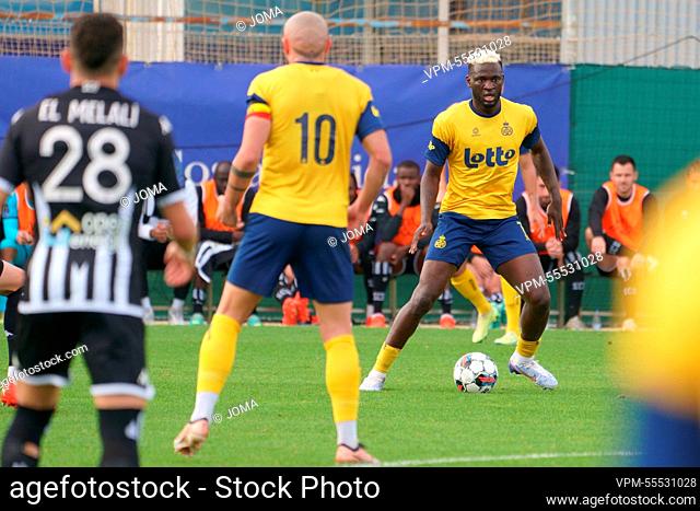 Union's Victor Boniface pictured during a football match between Union Saint Gilloise and Angers SCO at the winter training camp of Belgian first division...