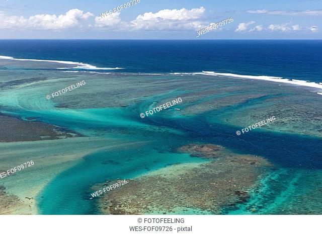 Mauritius, Southwest Coast, Aerial view of Indian Ocean