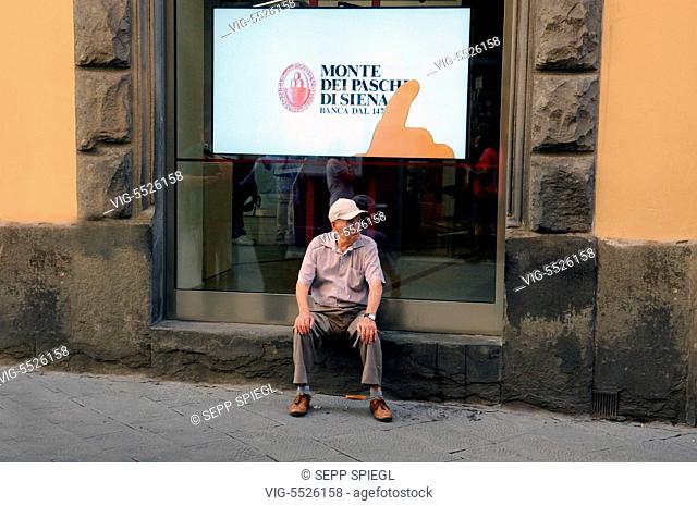 Italy, Siena, 08/16/2016 Banca Monte Paschi di Siena SpA dei is one of the largest credit institutions in Italy and is considered the oldest surviving bank in...