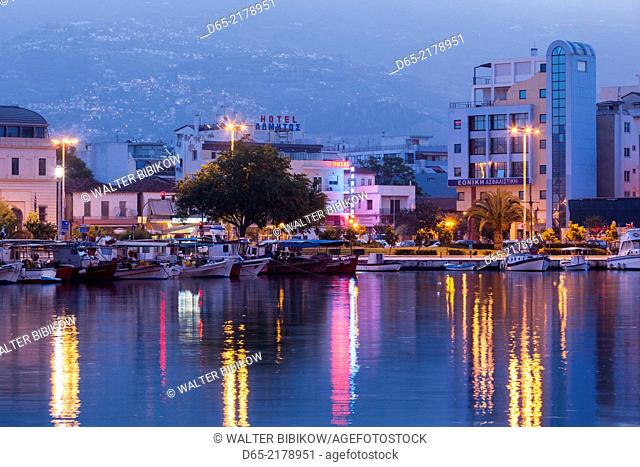 Greece, Thessaly Region, Pelion Peninsula, Volos, fishing port, dawn