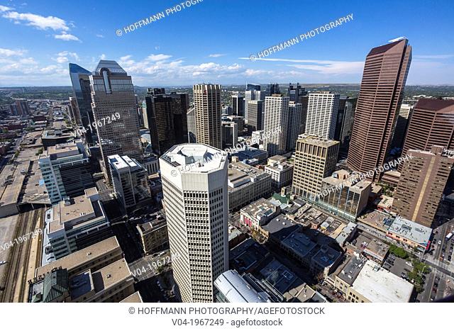 Aerial view of Downtown Calgary in Alberta, Canada