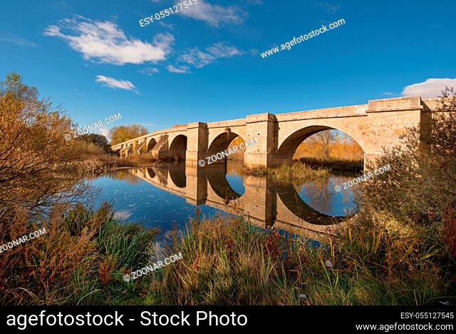 Fitero bridge, is a medieval bridge over Pisuerga river in St James way in Palencia, Spain