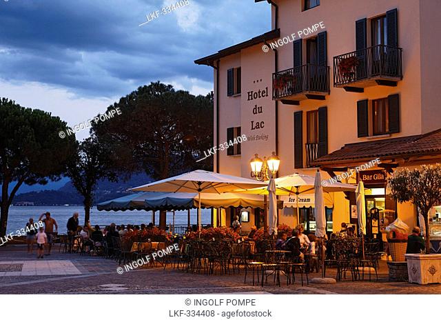 Square, evening, Menaggio, Lake Como, Lombardy, Italy