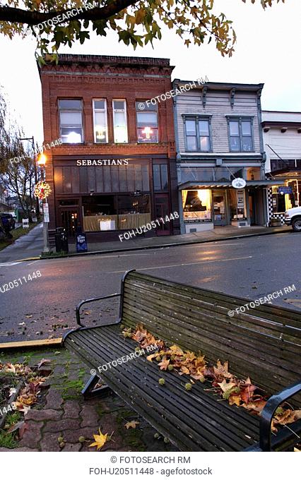 snohomish, first, morning, early, street, bench
