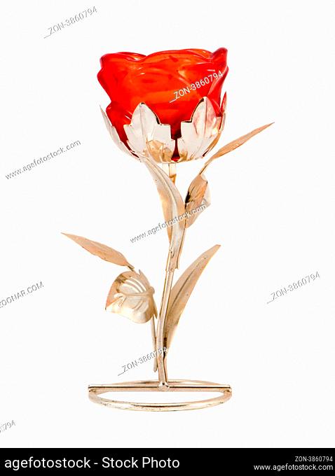 Artificial silver glass rose flower home decoration isolated on white background