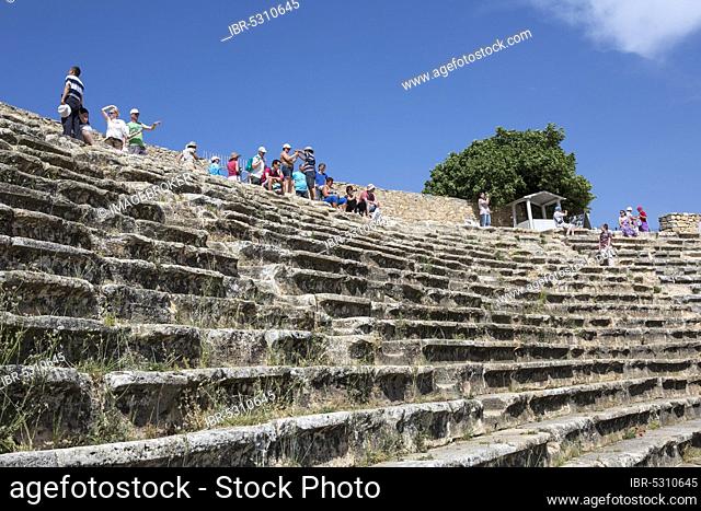 DENIZLI, TURKEY, May 21, 2013. tourists visit the amphitheatre of Hierapolis in Denizli, on May 21, 2013. Hierapolis was an ancient Greco-Roman city in Phrygia