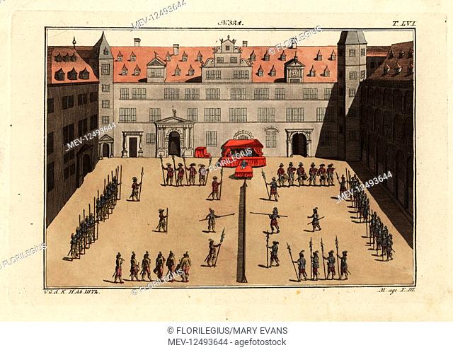 Foot tournament held at Kassel in 1596 to celebrate the baptism of Princess Elizabeth of Hessen-Kassel. The knights goal was to break three lances and five...