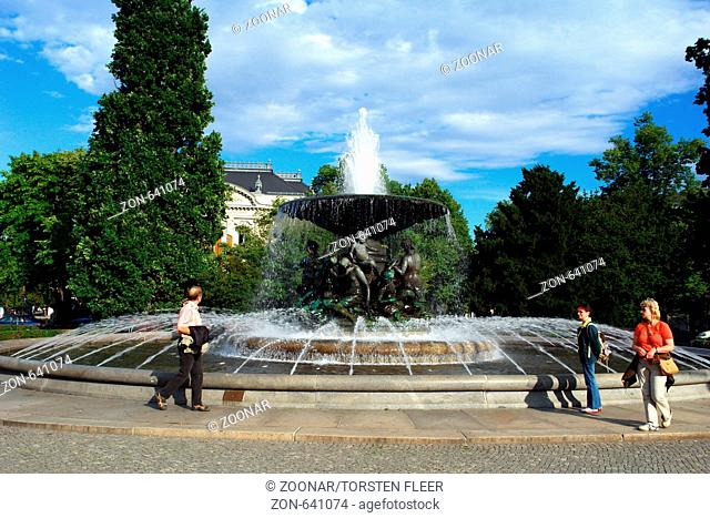 Der Albertbrunnen am gleichnamigen Platz in der Neustadt von Dresden