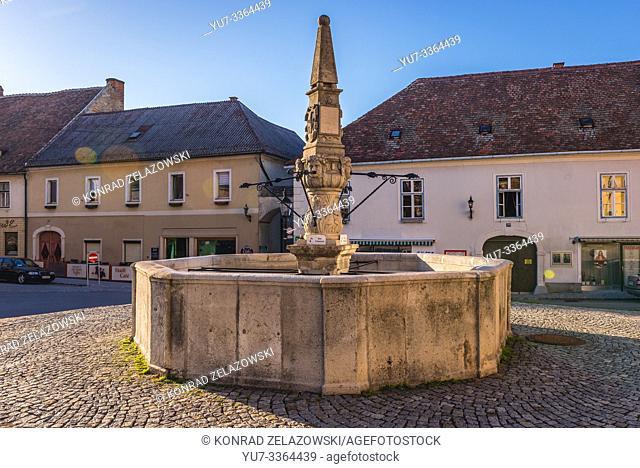 Old fountain in Hainburg an der Donau, Lower Austria