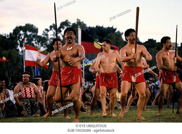 Maori men performing Haka