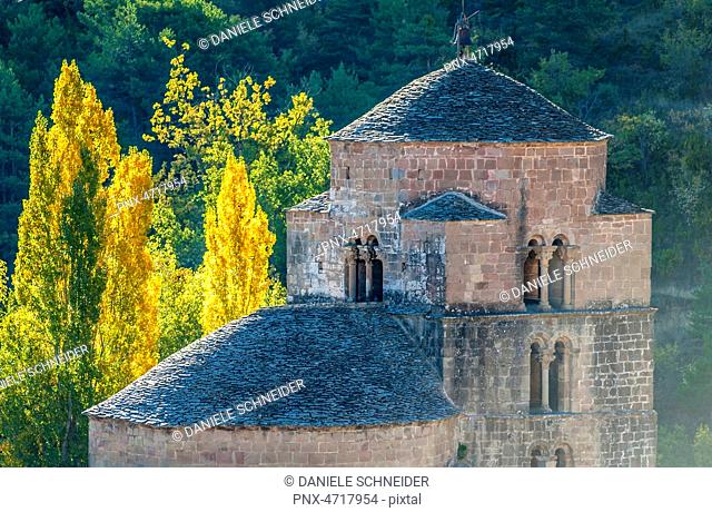 Spain, Pyrenees, Autonomous community of Aragon, Sierra of San Juan de la Pena, Santa Cruz de la Seros village, Saint Mary's church (11th century) (Saint James...