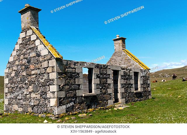 Europe, Scotland, Outer Hebrides, Vatersay - the abandoned village of Eòrasdail