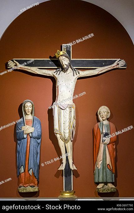 Christ of the four nails, polychrome wood carving, Byzantine Romanesque, 12th century, Museo de la Caballada, Church of the Holy Trinity, Atienza, Guadalajara