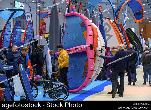 Wingfoil, sail, surf sail, general, feature, edge motif, symbol photo Boot 2023 trade fair in Duesseldorf from January 21 to 29, 2023, on January 26, 2023