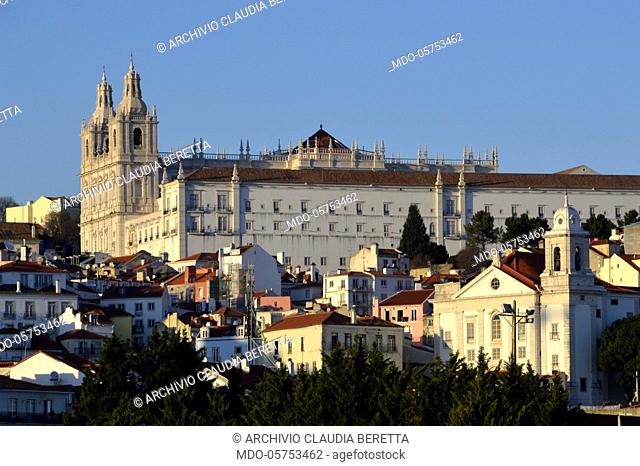 View of Monastery of São Vicente de Fora, a 17th-century church and monastery in the city of Lisbon. The church of the Monastery has a majestic