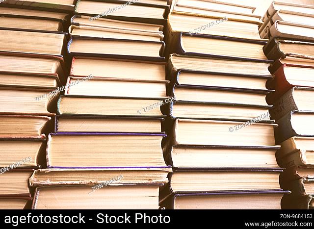 Books Background, Education And Knowledge, Learn And Study Concept. Reading And Science, School And University, School Library, Bookstore, Books On Bookshelves