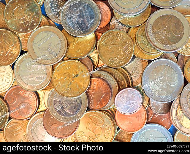 Euro coins money (EUR), currency of European Union useful as a background