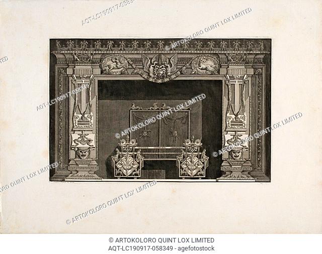 Giovanni Battista Piranesi, Italian, 1720-1778, Design for a Chimney Piece, between 1769 and 1810, printed before 1810, Etching printed in black ink on...