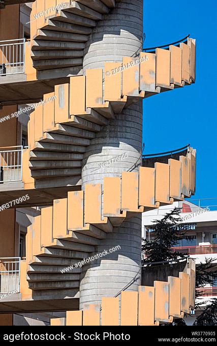 External Concrete Spiral Stairs Building Fire Escape