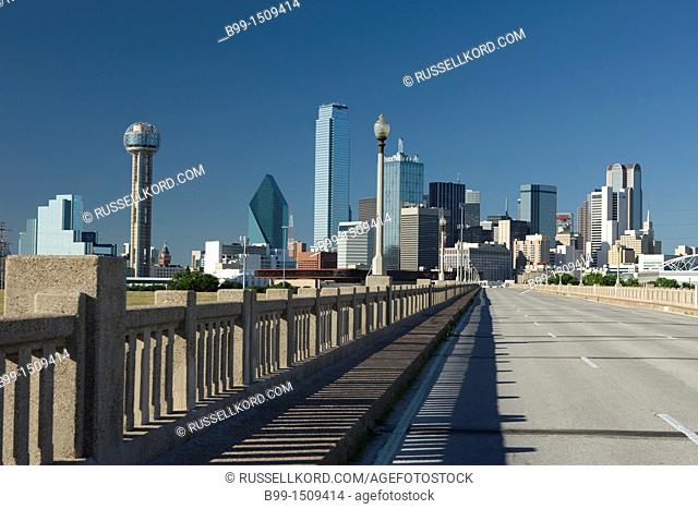 Downtown Skyline Corinth Street Viaduct Dallas Texas USA
