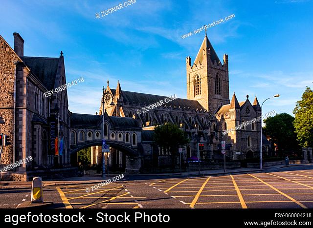Daytime Sunset Cityscape Christchurch Cathedral Dublin Ireland