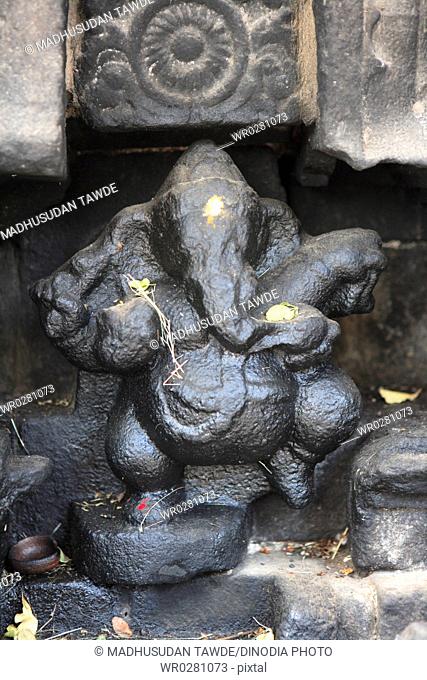 Idol of lord ganesha elephant headed god at Swargeshwara temple , chola period , district Kanchipuram , state Tamil Nadu , India
