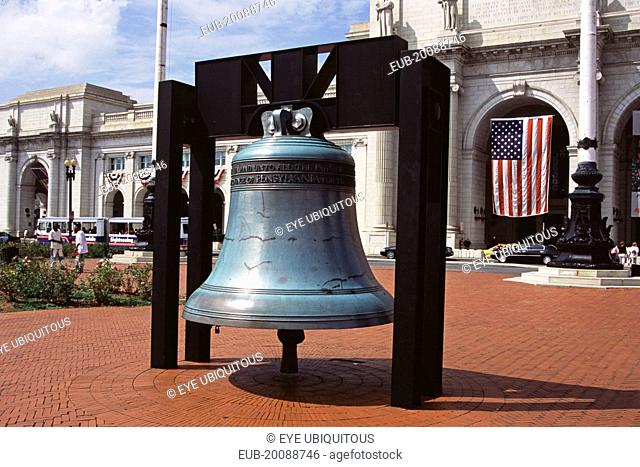 Replica of Liberty Bell outside Union Railway Station