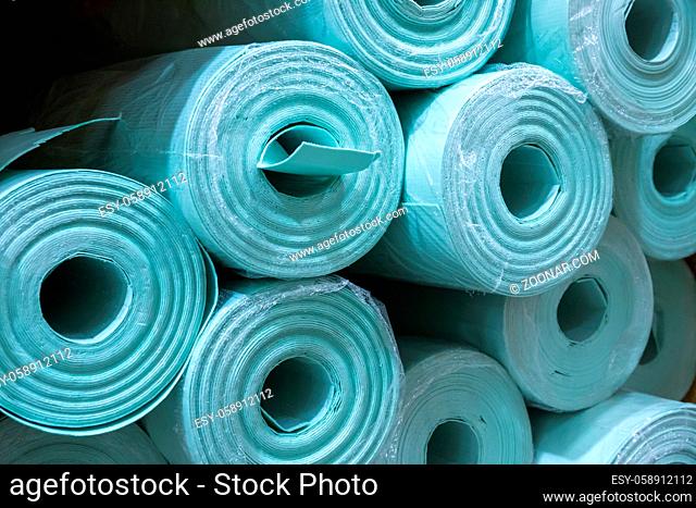 Pile of insulation material rolls