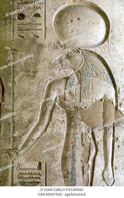 Medinet Habu, Luxor, Egypt, Djamet, mortuary temple of King Ramses III, ( XX dyn. 1185 -1078 B.C) - the goddess Sekhmet