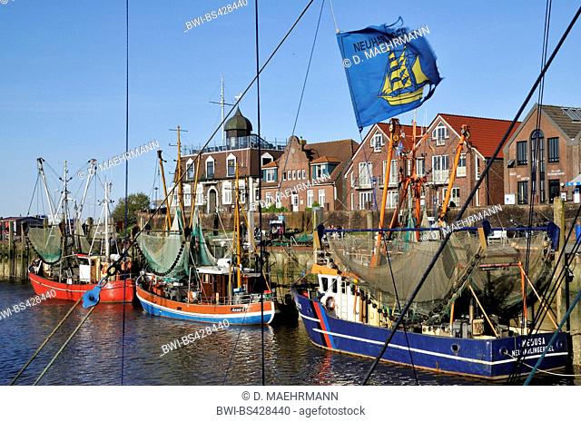 shrimp boats in the port Neuharlingersiel, Germany, Lower Saxony, East Frisia, Neuharlingersiel