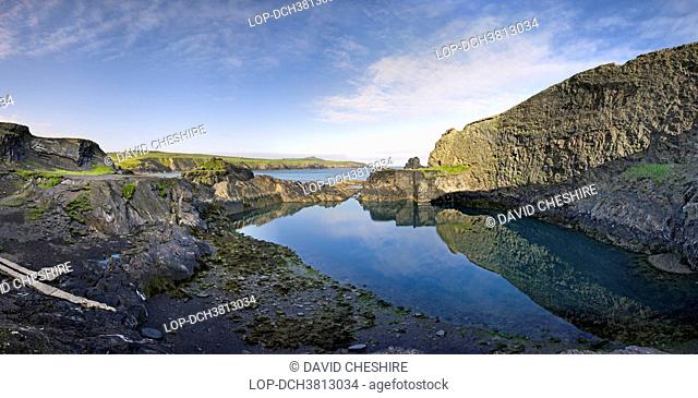 Wales, Dyfed, St David's. The Blue Lagoon at Abereiddy