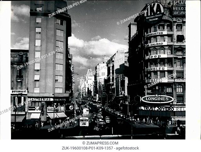 1955 - Pictured is the Avenida Corrientes - The most important street for business in the city. Grenoble Olympic Games Opening Ceremony (Credit Image: ©...