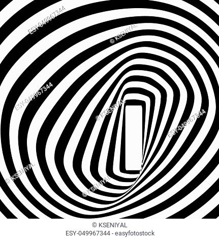 A black and white spiral optical illusion. Vector illustration