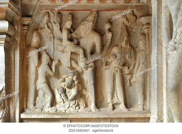 Kailashnath temple, Nandi Mandapa, 9th Century A. D. , Kanchipuram, Tamil Nadu, India