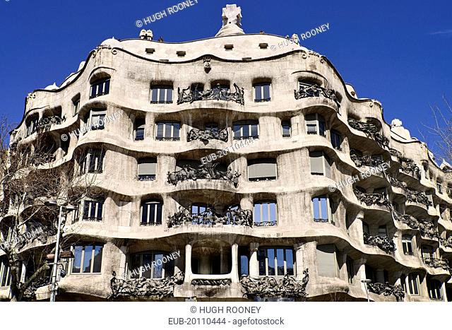 La Pedrera by Antoni Gaudi a section of the buildings facade