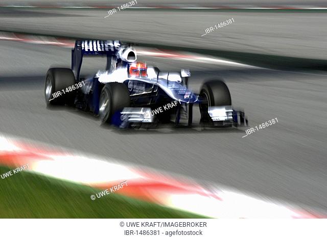 Motorsports, Rubens Barrichello, Brazil, in the Williams FW31 race car, Formula 1 testing at the Circuit de Catalunya race track in Barcelona, Spain, Europe