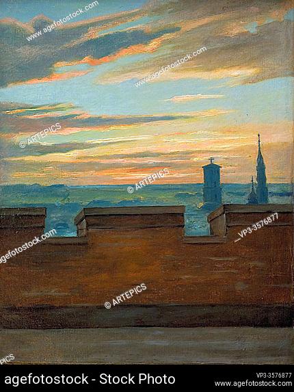 Rorbye Martinus - View over Copenhagen at Sunset - Danish School - 19th and Early 20th Century
