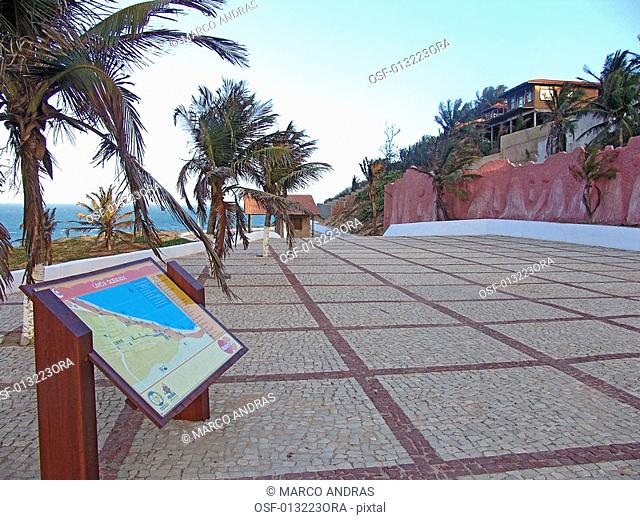 an empty sidewalk at fortaleza beach