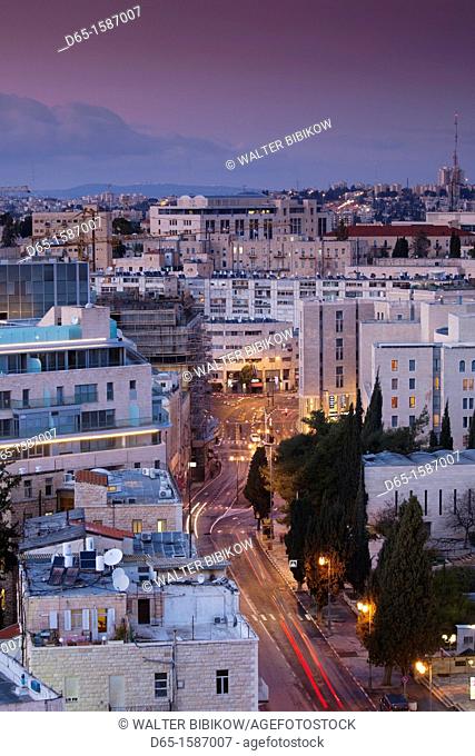Israel, Jerusalem, New City, elevated city view with King David Street