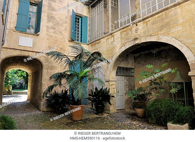 France, Herault, Pezenas, Hotel d'Alfonse, mansion house of the 17th century in Rue Conti, where Moliere and his company played Le Medecin volant  The Flying...