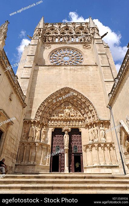 Burgos city, Puerta del Sarmental or Puerta Sacramental. Catedral de Santa Maria gothic 13-14th centuries. Burgos province, Castilla y Leon, Spain