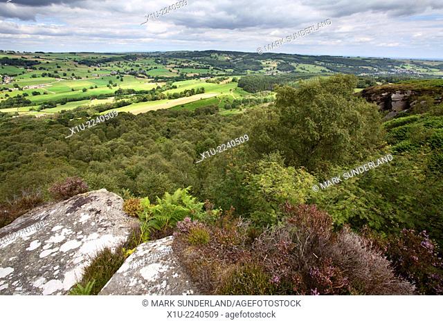 Nidderdale from Guise Cliff near Pateley Bridge North Yorkshire England