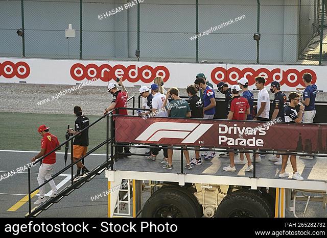 11/21/2021, Losail International Circuit, Doha, Formula 1 Ooredoo Qatar Grand Prix 2021, in the picture the driver parade, all drivers lap the course on a truck