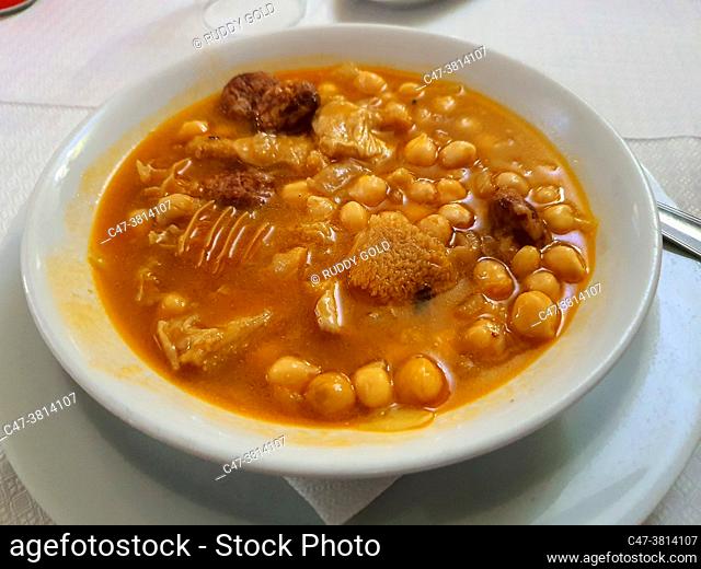 Galician-style tripe with chickpeas. A typical Galician gastronomy dish that used to be prepared at family festivals, especially in times of hunger