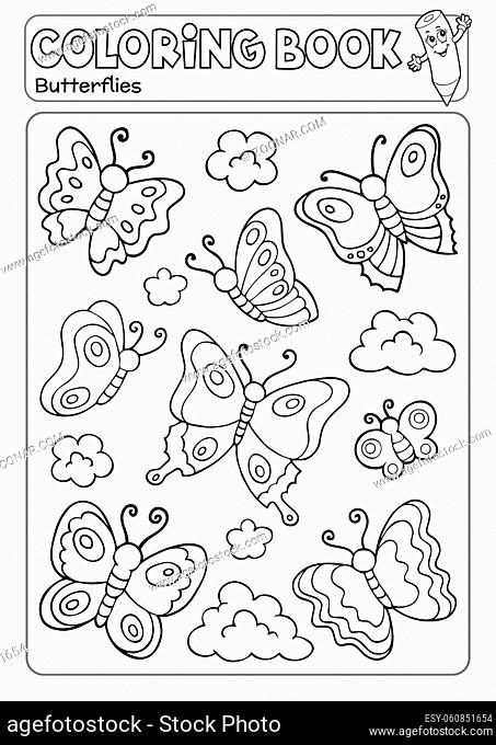 Coloring book various butterflies theme 2 - picture illustration